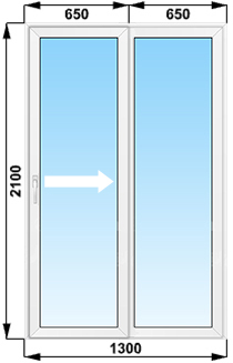 Раздвижные пластиковые двери 1300x2100